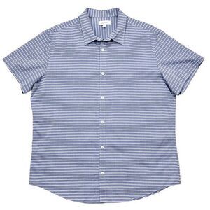 Calvin Klein Light Blue White Striped Short Sleeve Button Down Shirt Size‎ Large